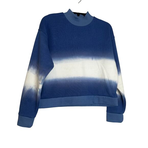 Oat Blue White Striped Turtleneck Sweatshirt Long Sleeve Cozy NWT Size S - Picture 2 of 8